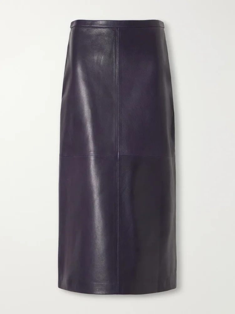 Alana leather midi skirt