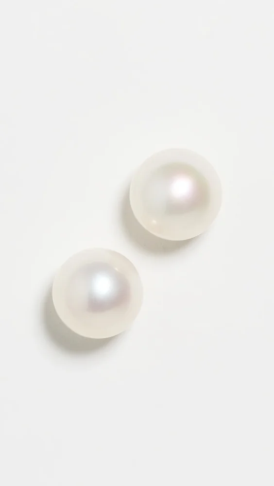 14k Gold 6mm White Freshwater Cultured Pearl Studs