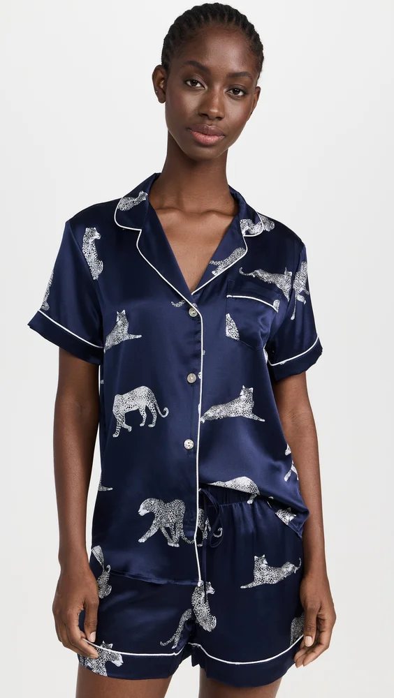 Silk Panthere de Nuit Classic Shorts Pajama Set
