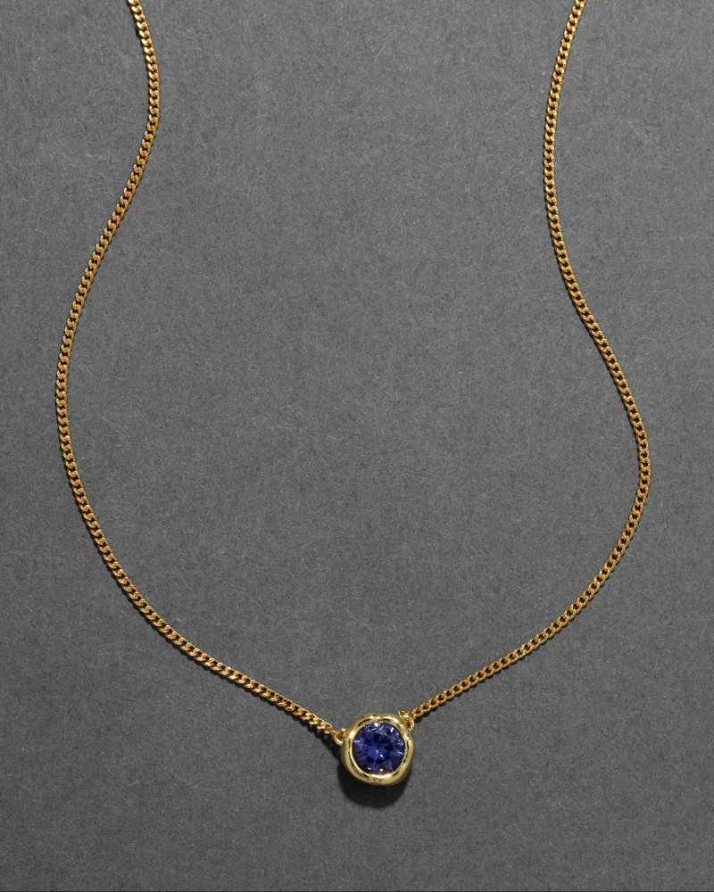Asterales Gold Solitaire Necklace- Tanzanite