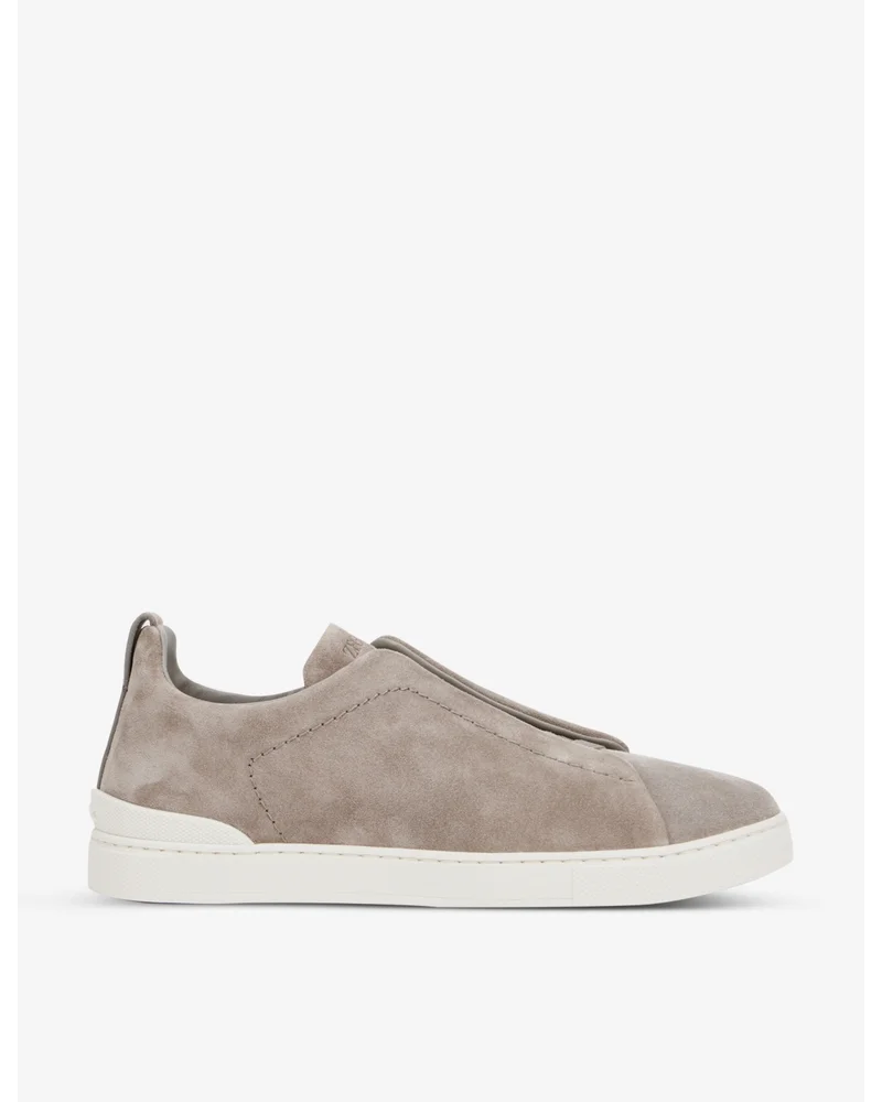 Triple Stitch contrast-sole suede low-top trainers