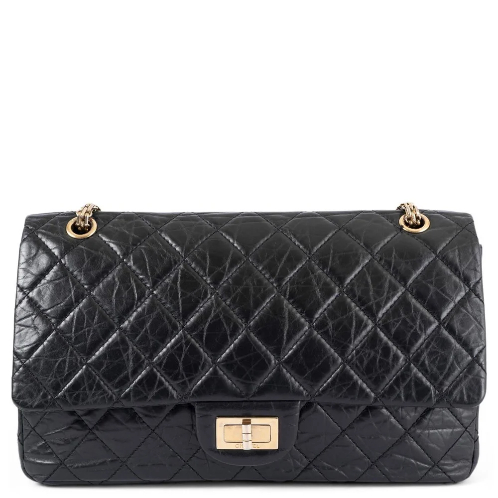 Pre-Owned Black Quilted Aged Leather 2.55 227 Reissue Maxi Flap Shoulder Bag