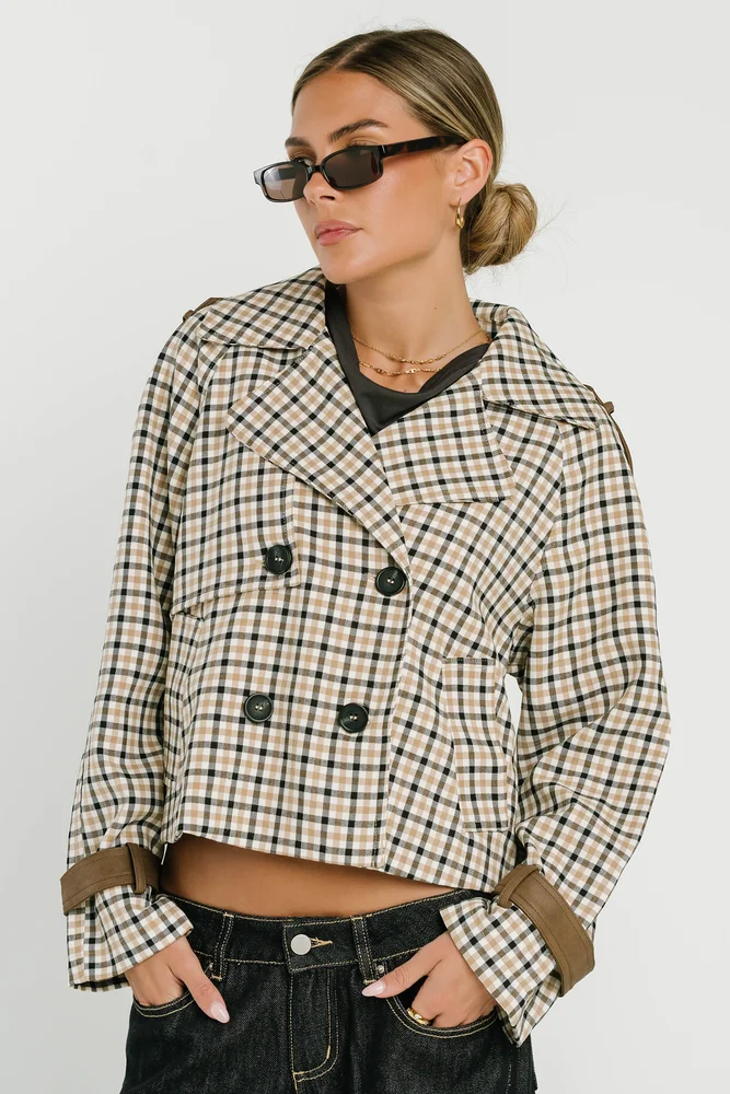 bohme.com Emerson Plaid Cropped Trench Coat
