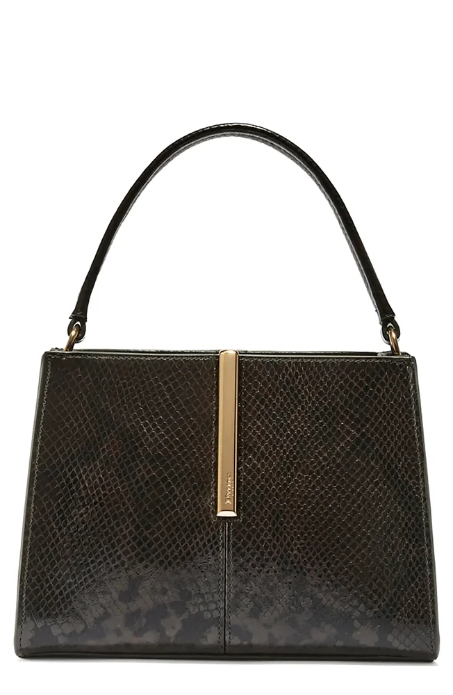 Dinidestined Croc Embossed Leather Top Handle Bag