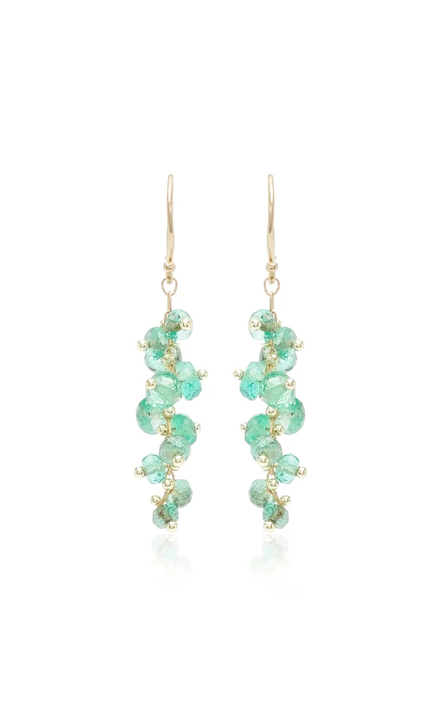 Short Spiral 18K Yellow Gold Emerald Earrings