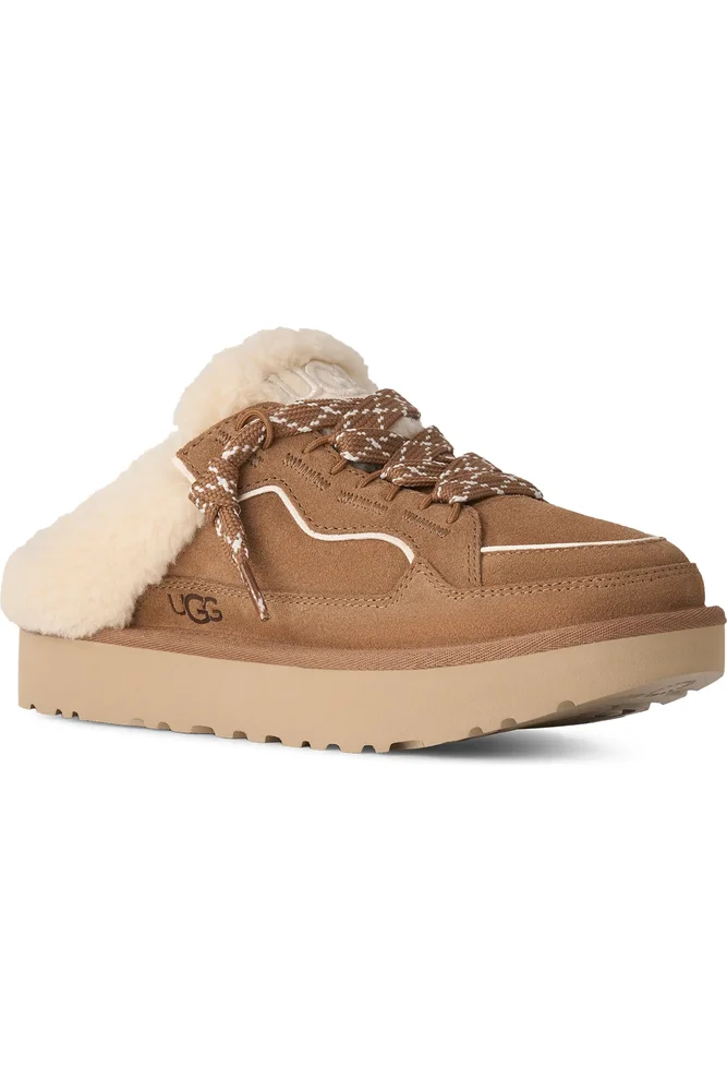 Lowmel Genuine Shearling Lined Lace-Up Mule