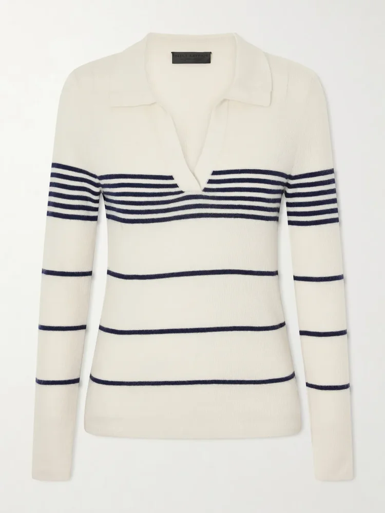 lucille striped cashmere polo sweater