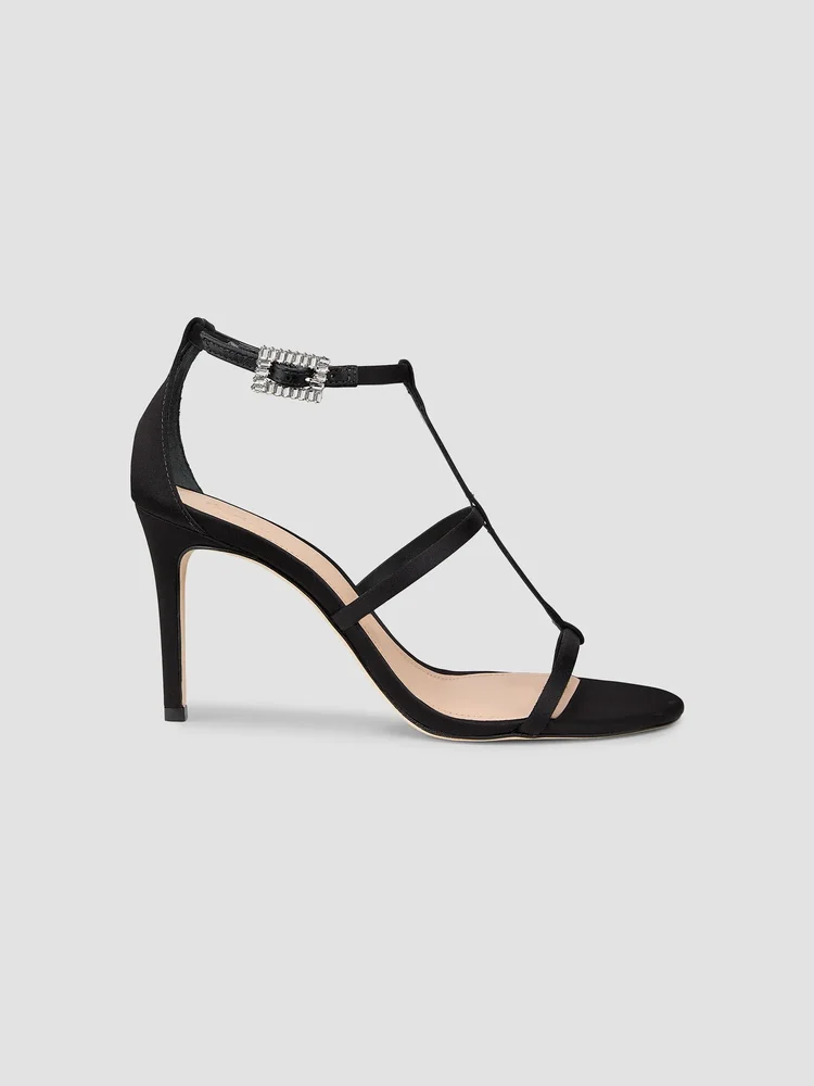 90MM Crystal-Embellished Satin Stiletto Sandals