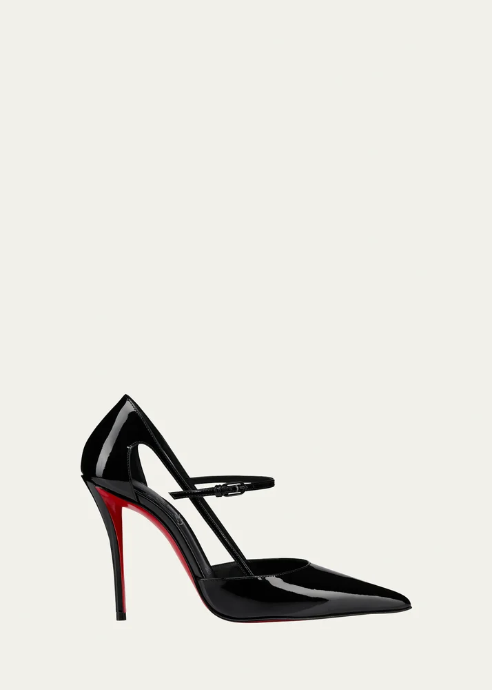 Miss Z Strap Patent Red Sole Pumps