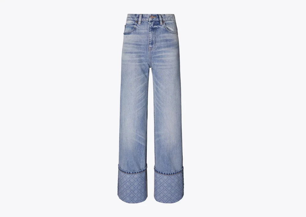 Contrast Cuff Straight Leg Jean