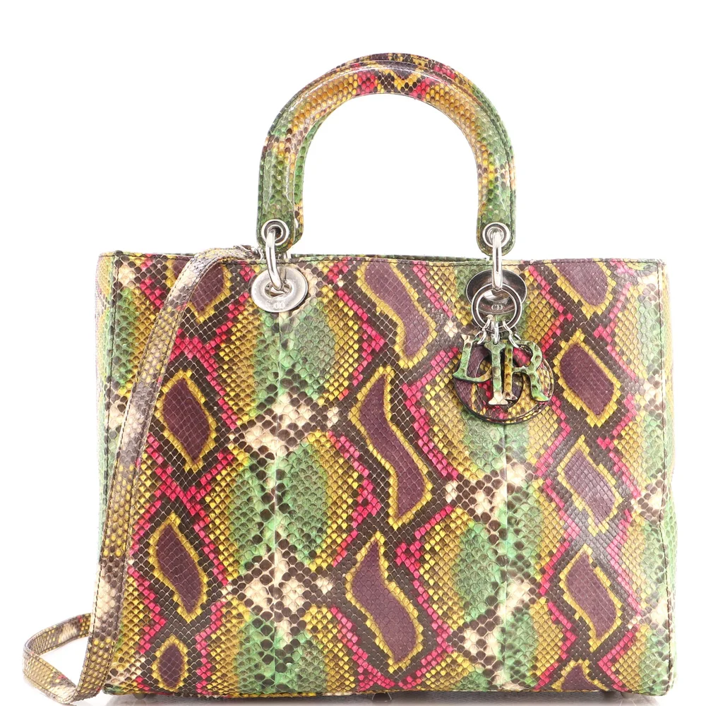 Pre-Owned Lady Dior Bag Python Large