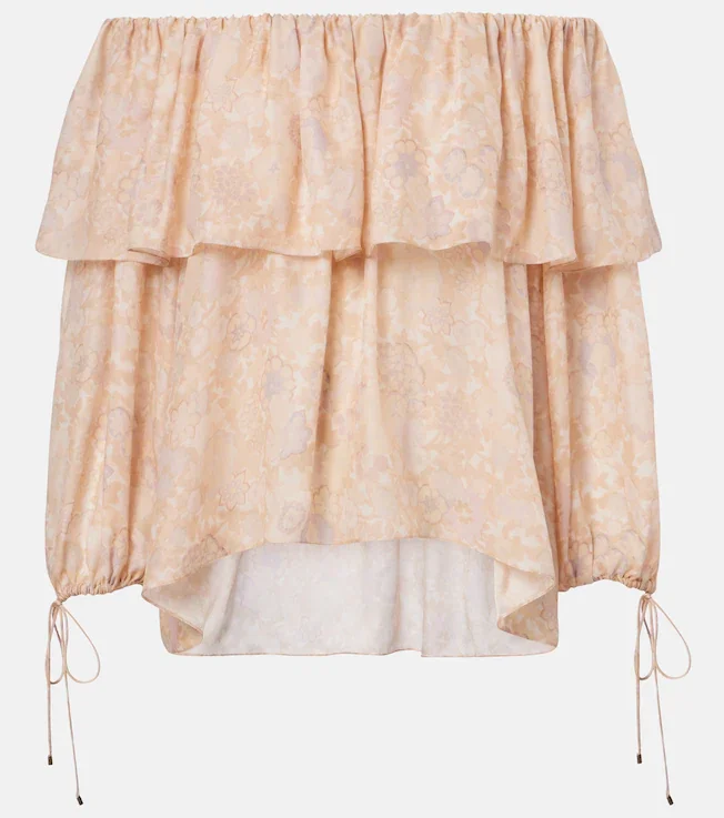 Floral silk charmeuse top