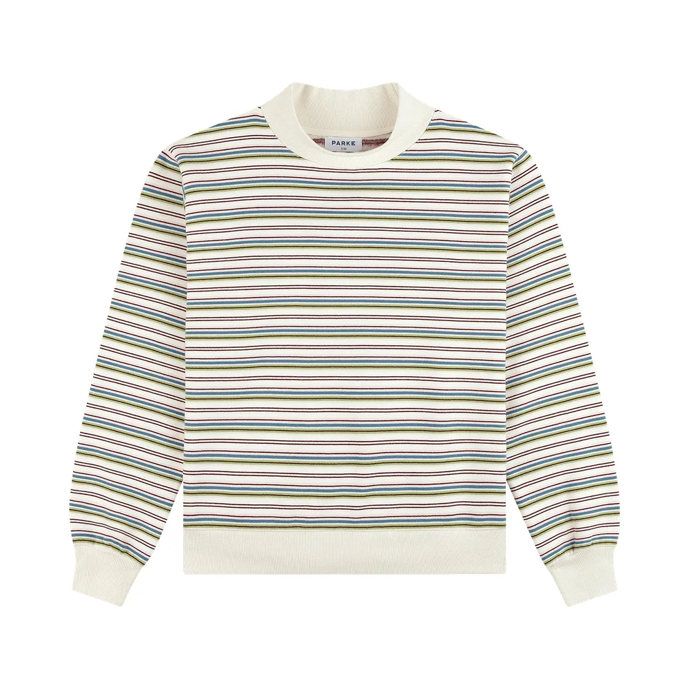 Stripe Mockneck Sweatshirt - Cream