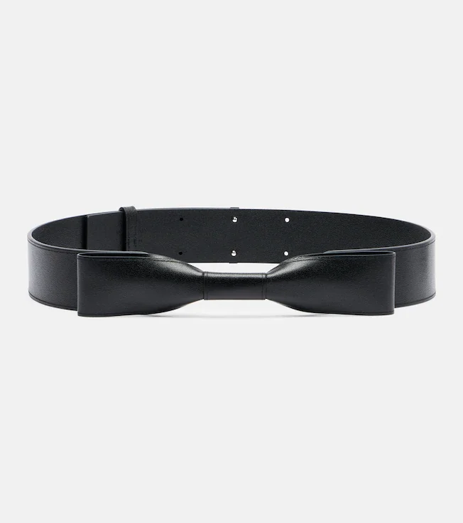 Bow-detail leather belt