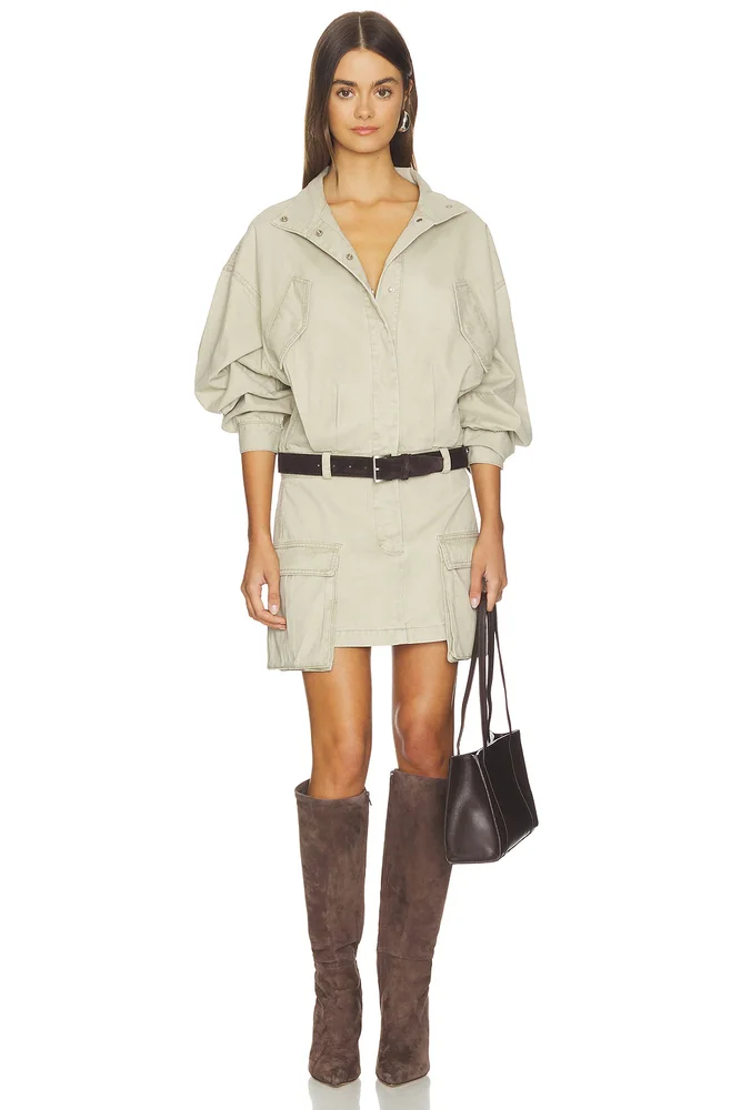 Drill Cargo Mini Dress