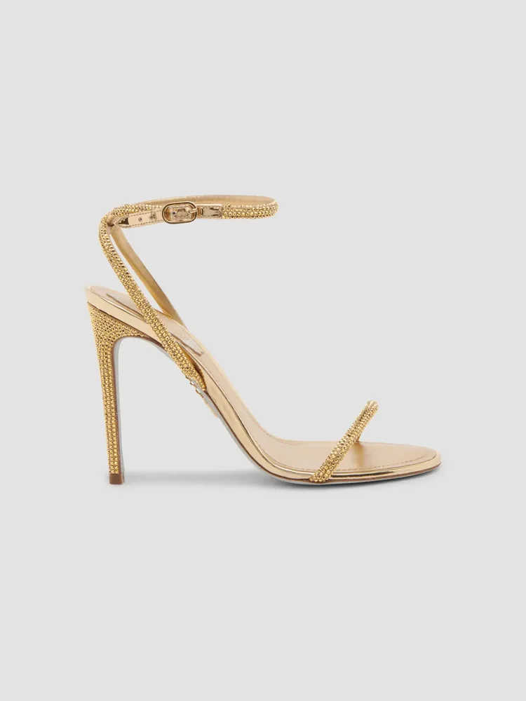105MM Crystal-Embellished Satin & Leather Sandals