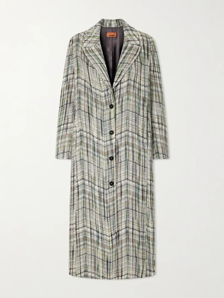 Striped wool-blend coat