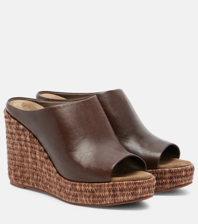 Leather espadrille wedges