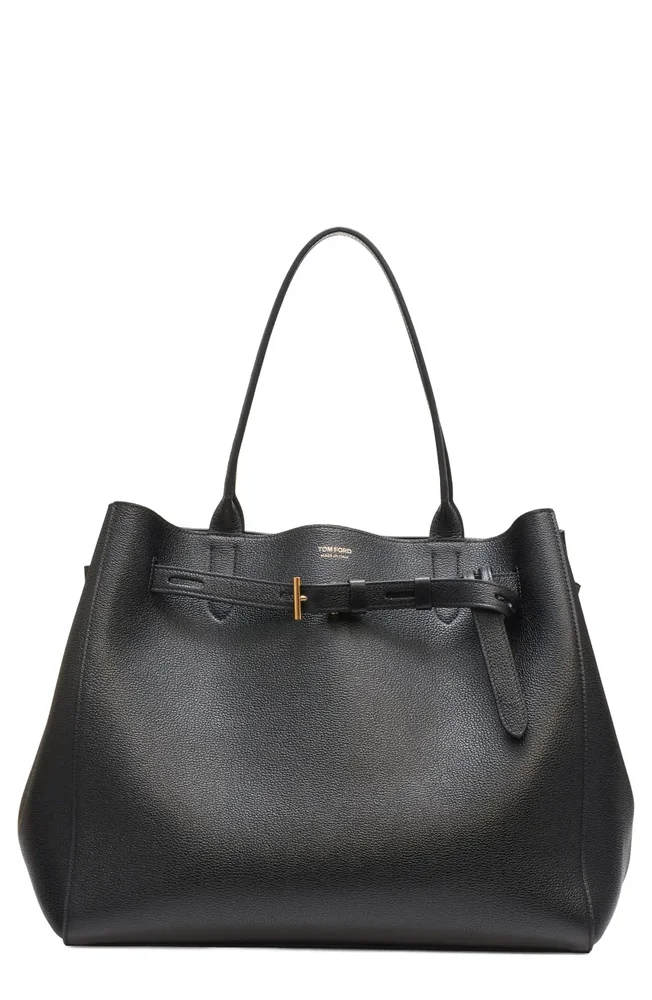 Large Audrey Grained Leather Tote