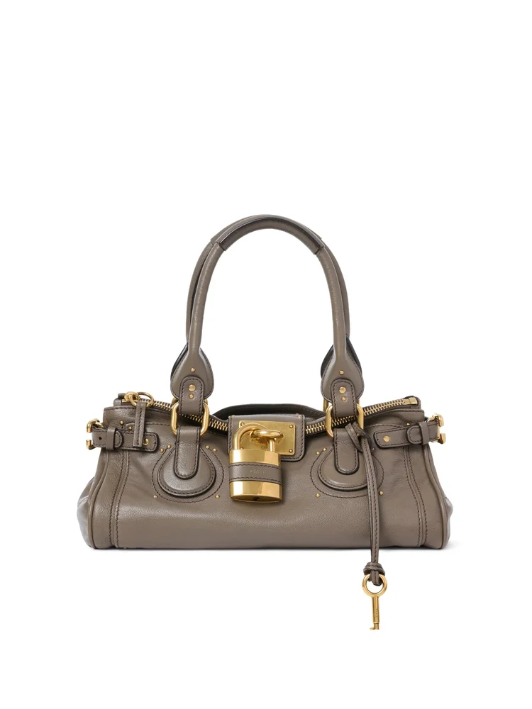 Paddington Bag in Grained Leather, Flannel Grey