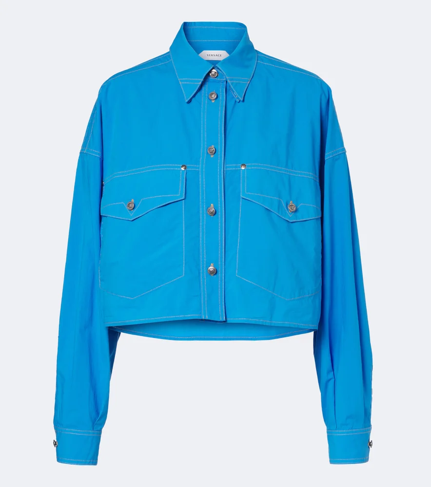 Cropped cotton poplin shirt