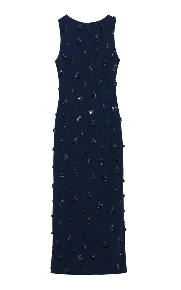 Claudia Embellished Crepe Midi Dress