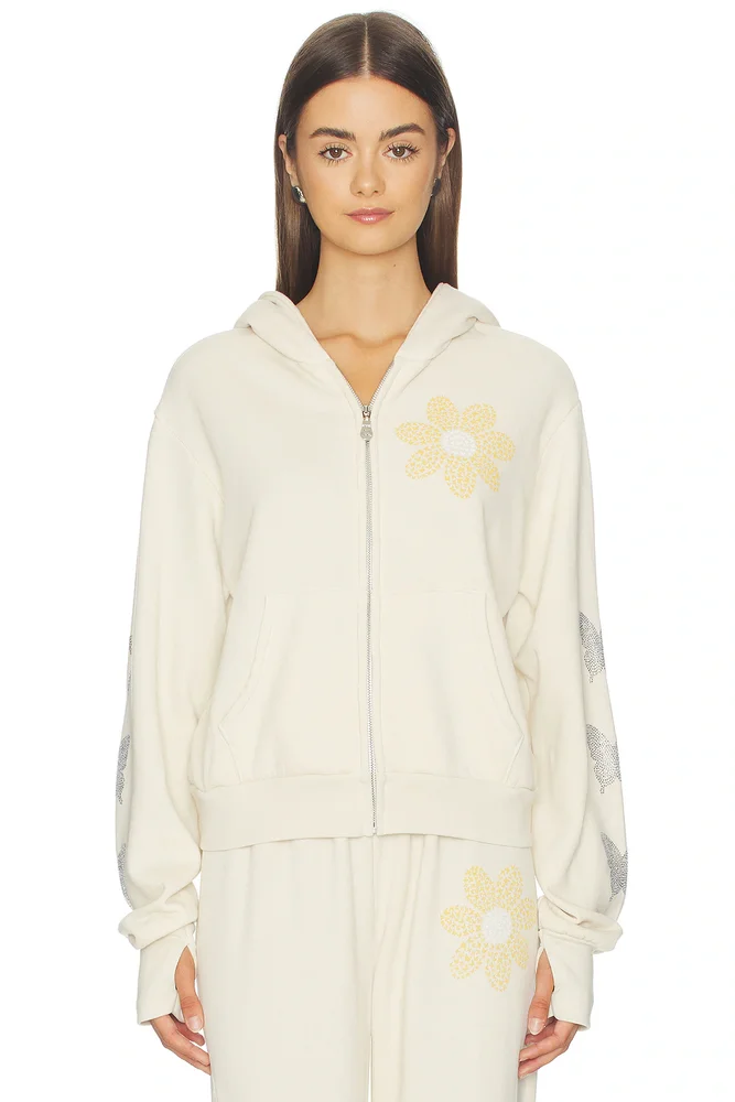 Butterfly Daisy Crop Zip Hoodie