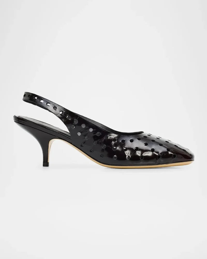 65MM Eyelet Leather Slingback Pumps