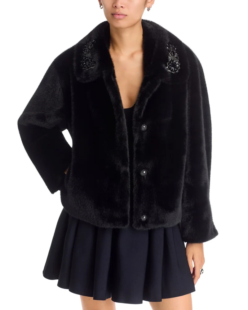Tami Embellished Faux Fur Coat