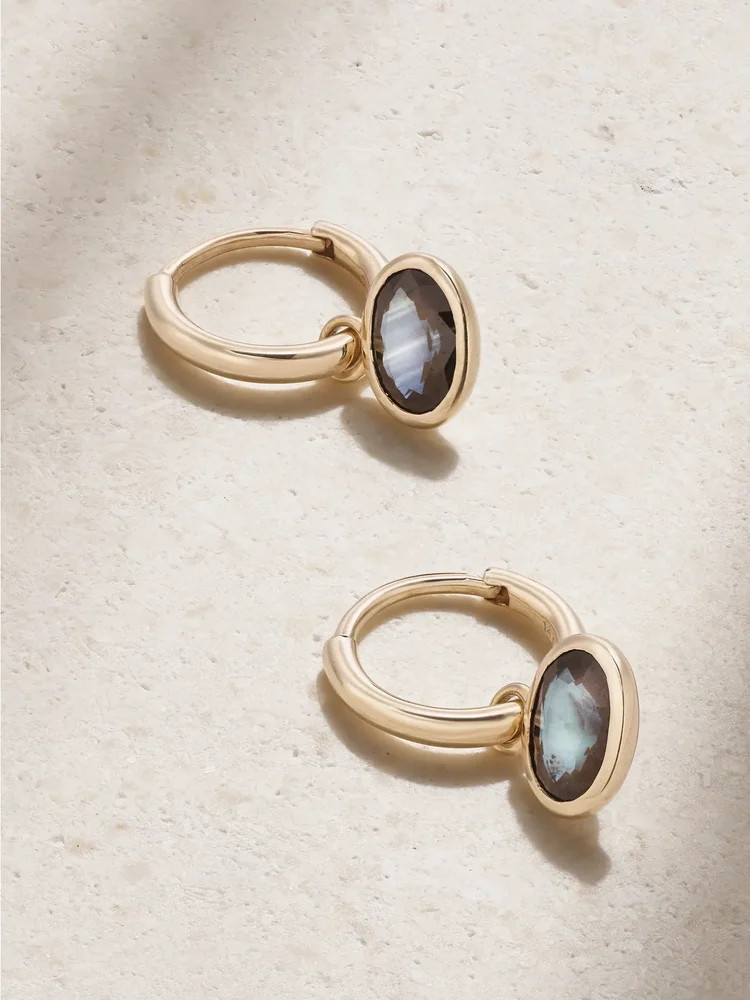Orbit 14-karat recycled gold sapphire hoop earrings