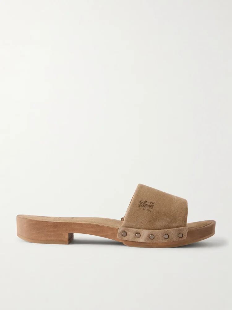 Suede clogs