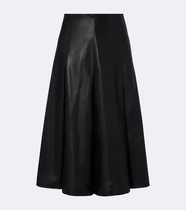 Riya leather midi skirt