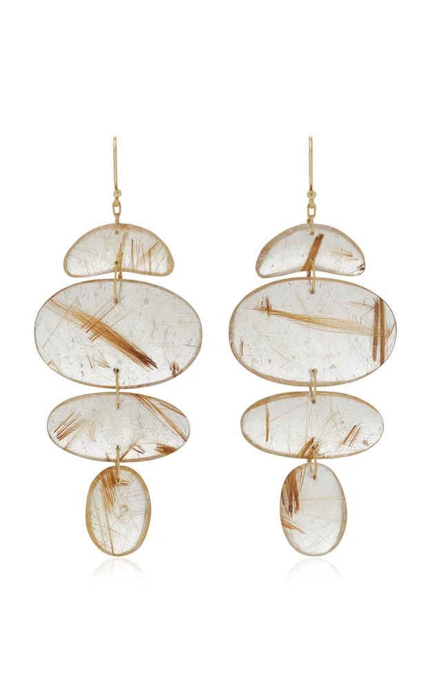 Totem 18K Yellow Gold Quartz Earrings