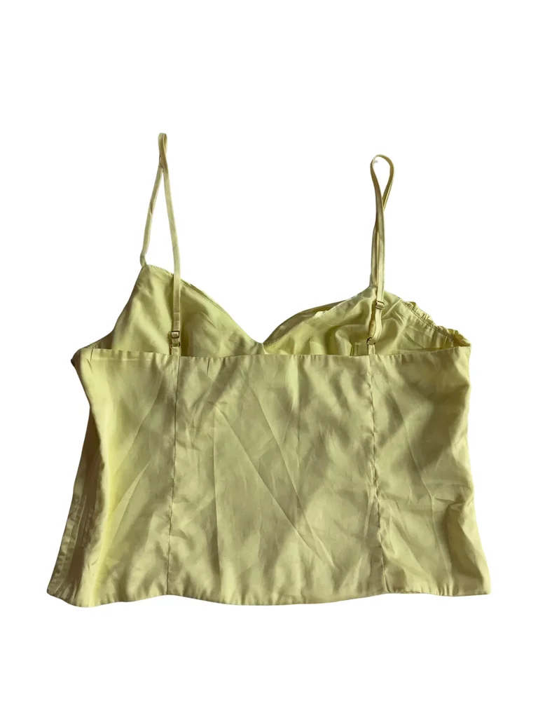 Beginning Boutique - Amrita Yellow Satin Crop Top - US10