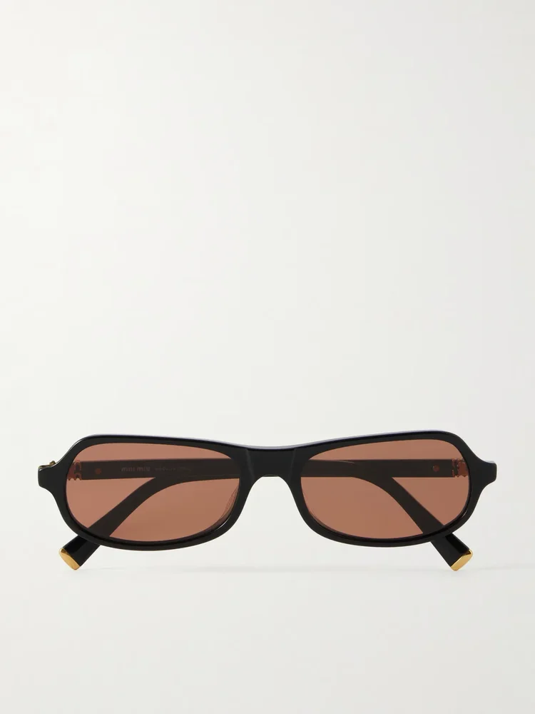 Miu Miu Round-Frame Acetate Sunglasses in Black