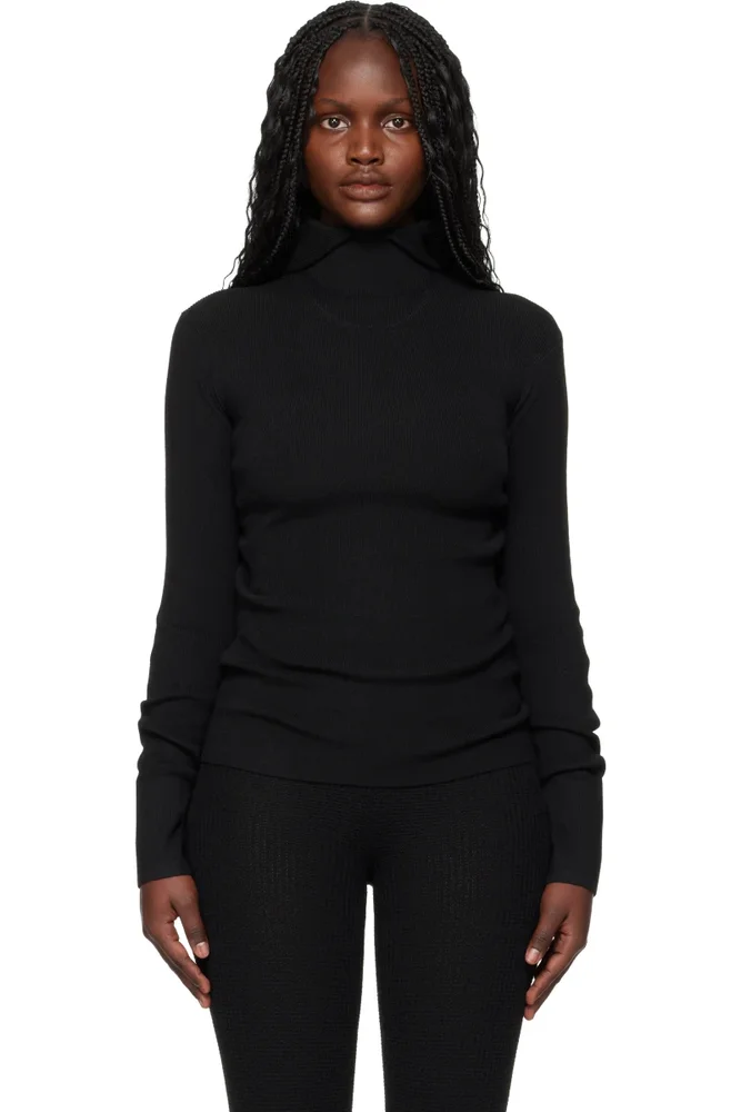 Black Holiday Rib Long Sleeve Hoodie