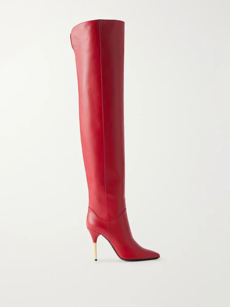 Deboot 105 paneled leather over-the-knee boots