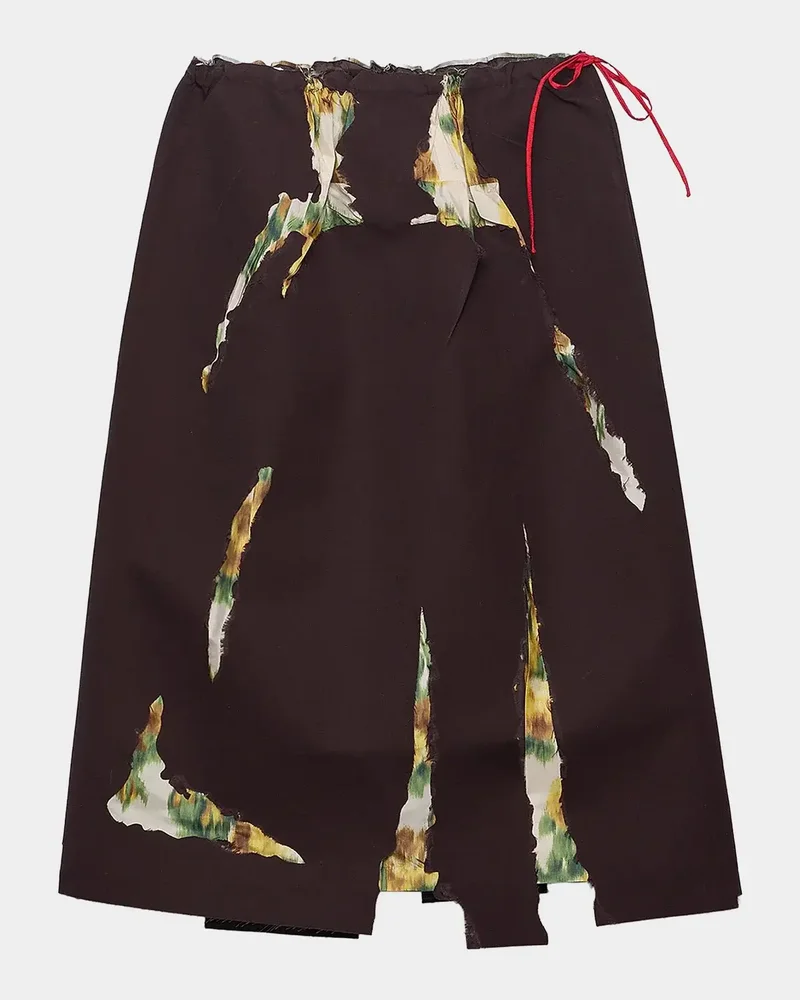 Floral Devoré Wool-Blend Midi-Skirt