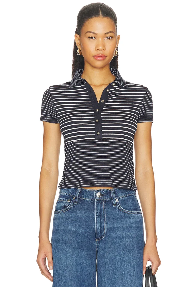 The Knit Button Stripe Polo Tee
