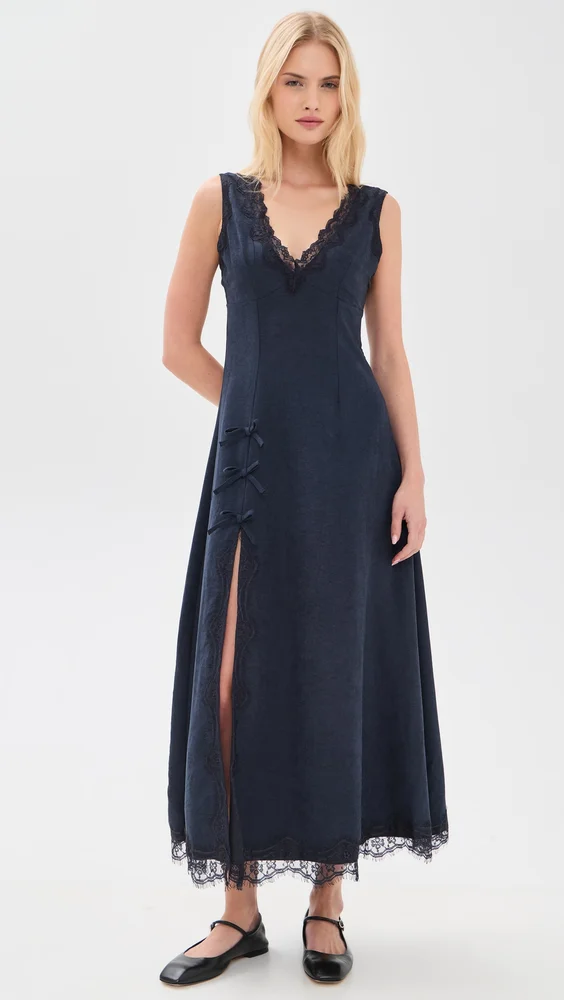 Lace Insert Midi Dress