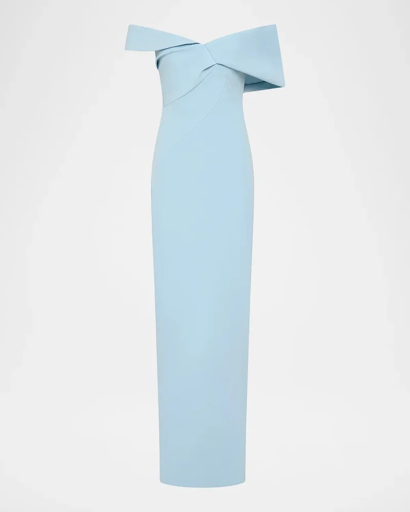 Maddie Draped Off-The-Shoulder Column Gown