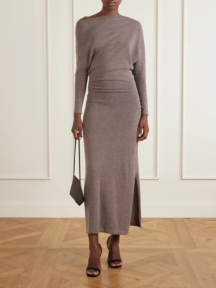 Kasos asymmetric cashmere maxi dress