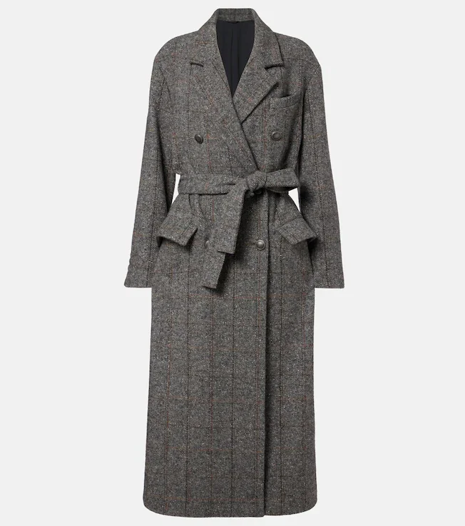 Double-breasted alpaca-blend coat