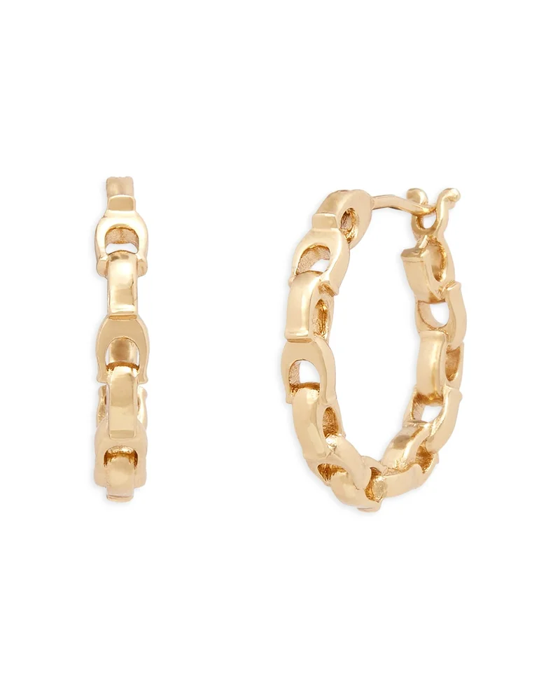 Signature Chain Small Hoop Click-Top Earrings