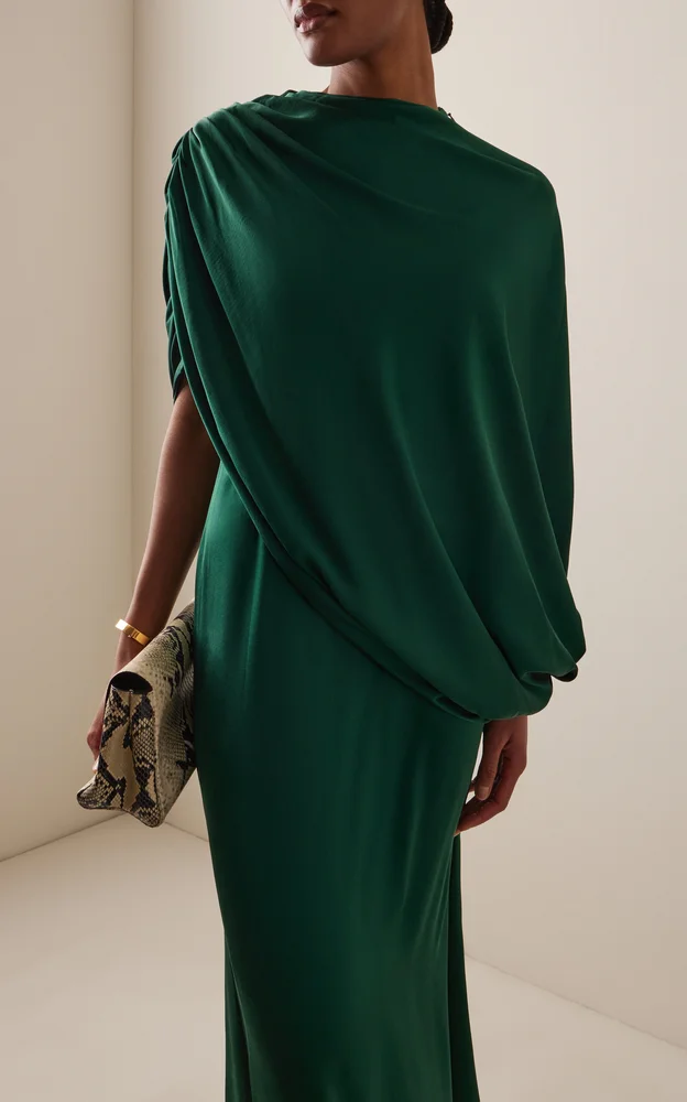 Talia Draped Silk-Satin Maxi Dress