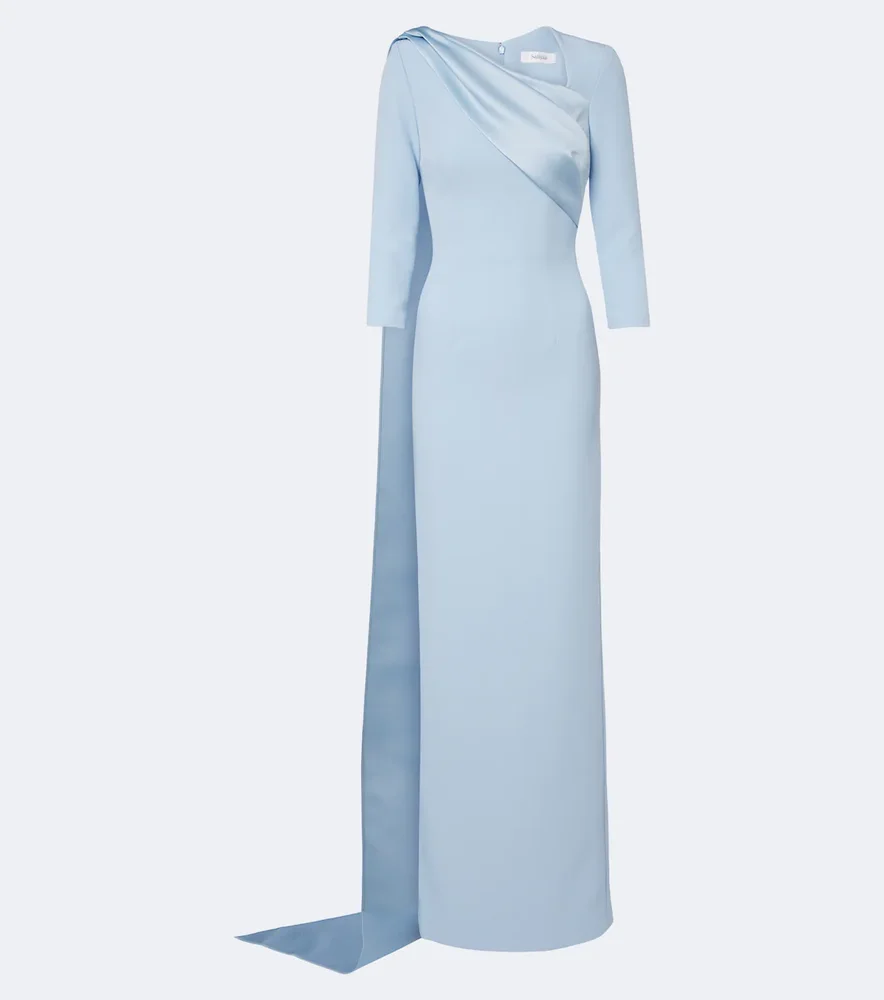 Caped Crêpe And Satin Gown