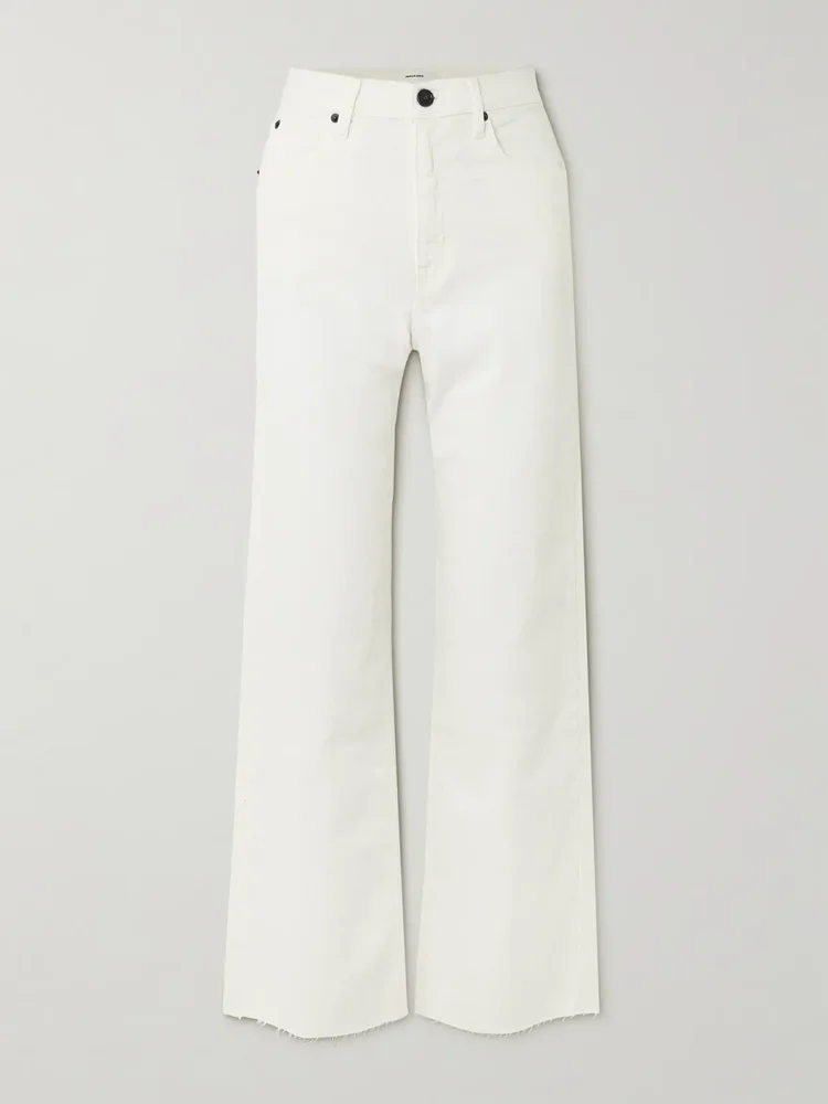 Grace frayed high-rise wide-leg jeans
