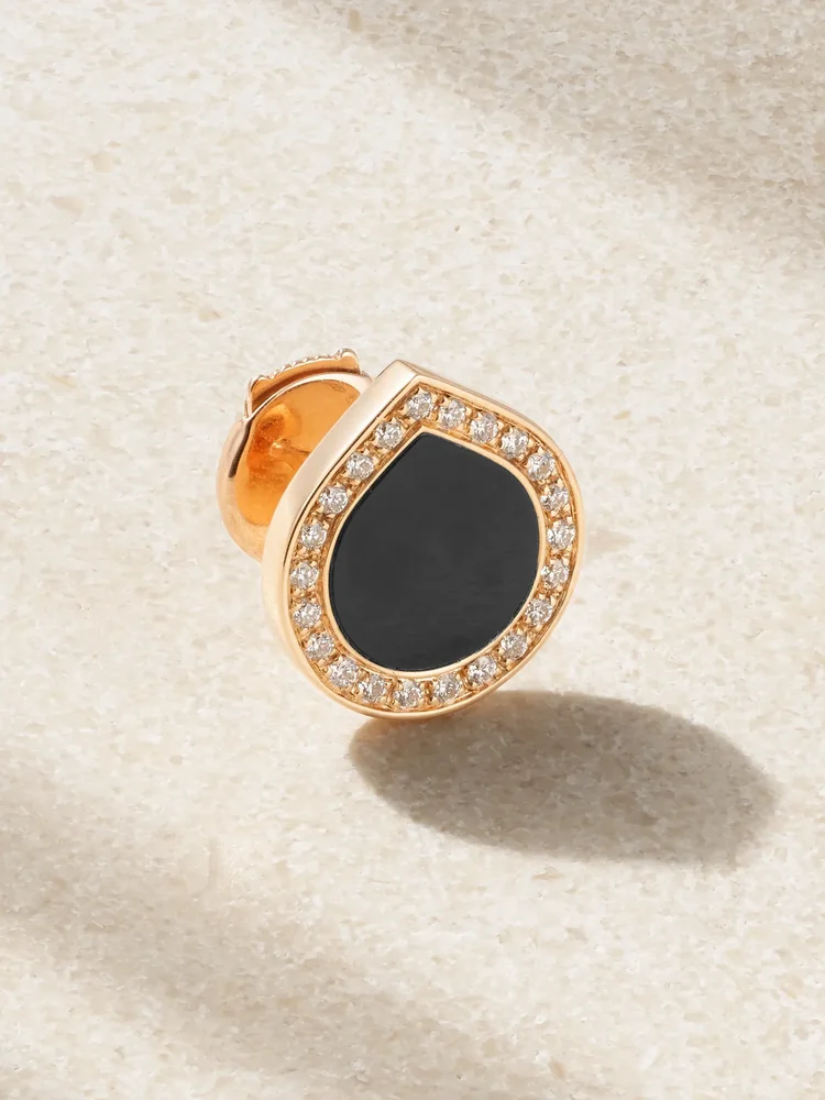 Antifer 18-karat rose gold, onyx and diamond single earring