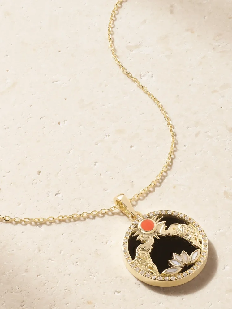 Golden Eclipse 18-karat gold multi-stone pendant necklace