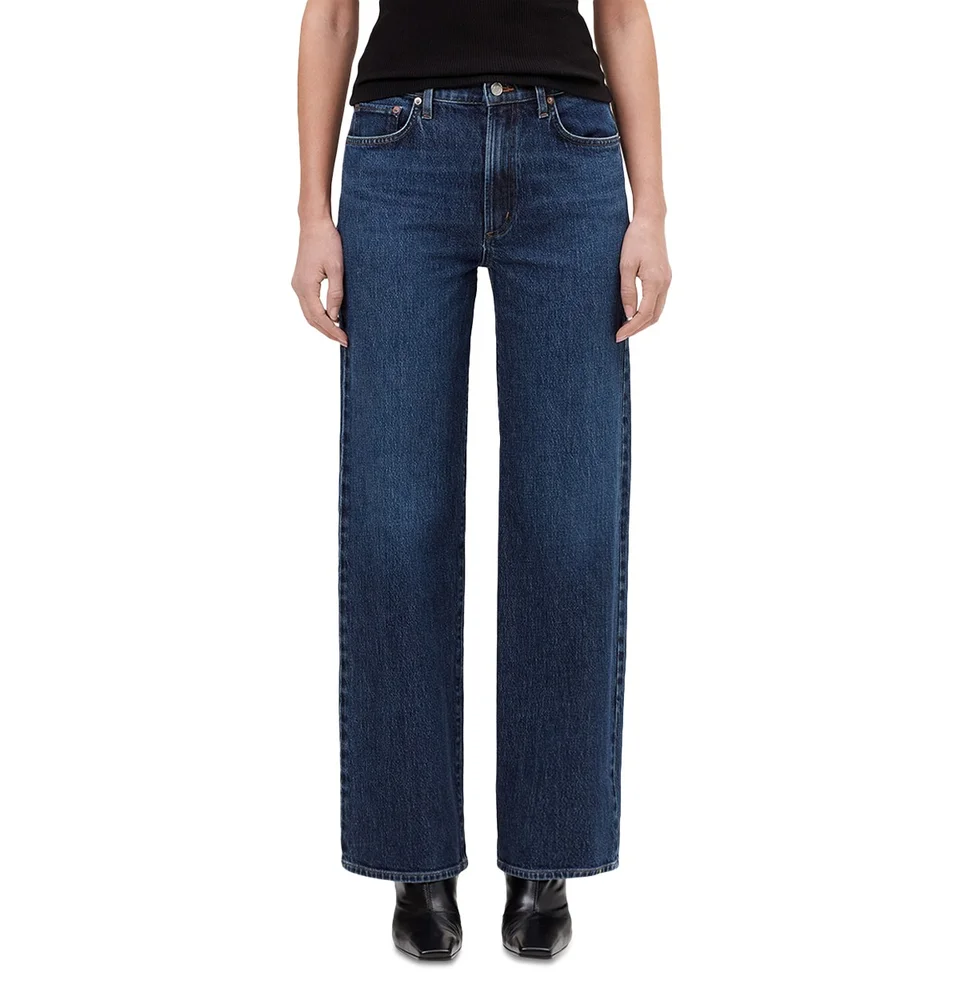 Harper Mid Rise Relaxed Straight Jeans in Echo
